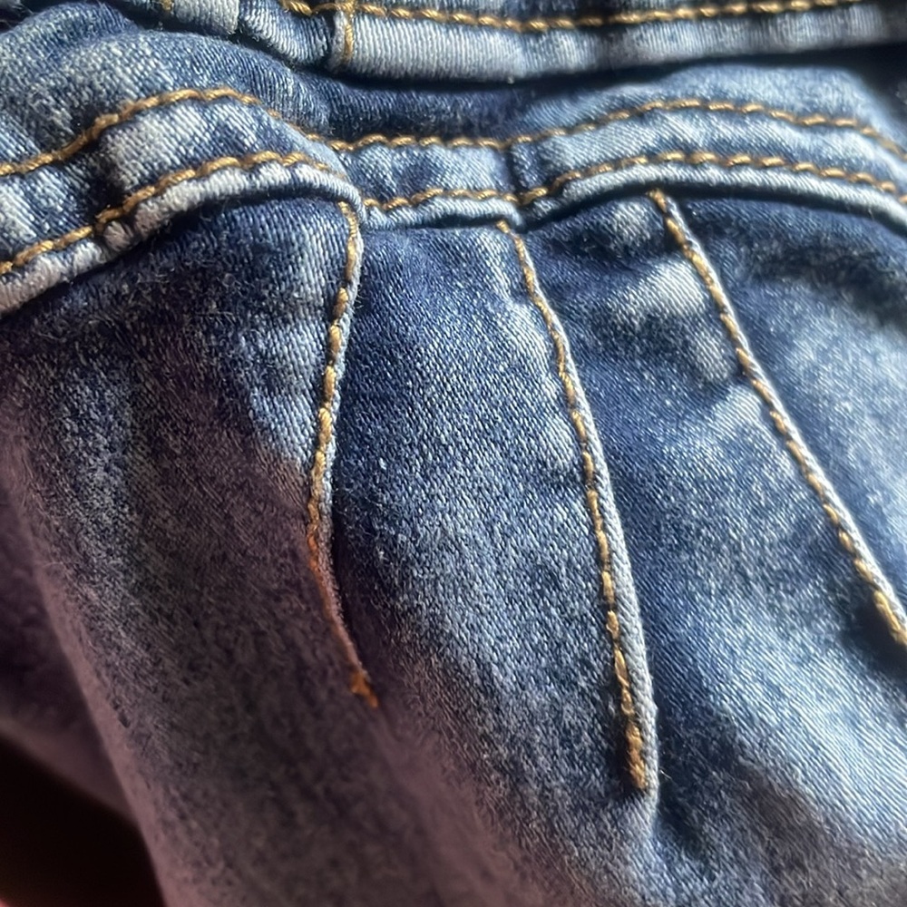 Up River blue chambray wash skinny jeans details booty ridges size 7 - Picture 11 of 16